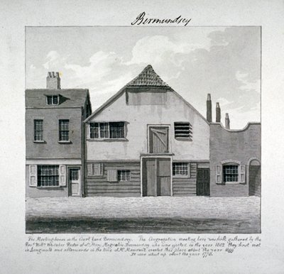 St Mary Magdalens möteshus på Court Yard, Bermondsey Square, London, c1828 av John Chessell Buckler