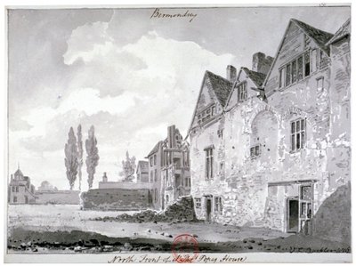 Norra framsidan av Bermondsey House, London, 1816 av John Chessell Buckler