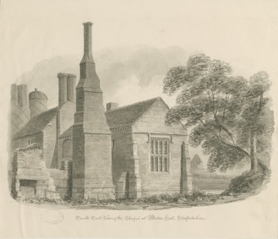 Pillaton Hall - Kapell: sepiateckning av John Chessell Buckler