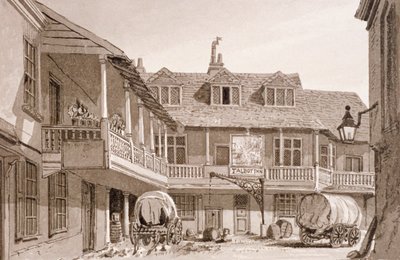 The Tabard Inn på Borough High Street, Southwark, London, 1827. av John Chessell Buckler