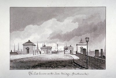 Tullhus på Southwark Bridge, London, 1827. av John Chessell Buckler