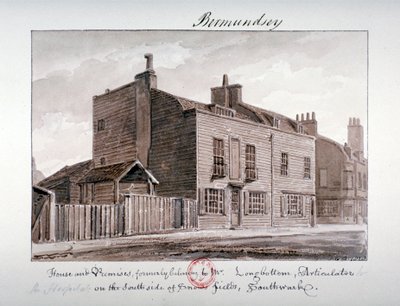 Utsikt över hus på södra sidan av Snowsfields, Bermondsey, London, 1828 av John Chessell Buckler