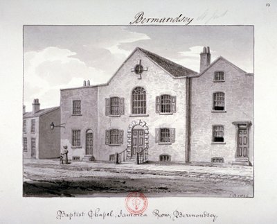 Utsikt över baptistkapellet på Jamaica Row, Bermondsey, London, 1826 av John Chessell Buckler