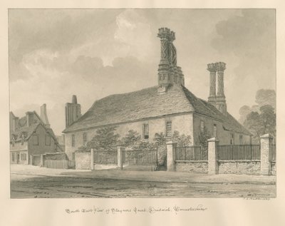 Worcestershire - Droitwich - Staynors Court: sepiateckning, 1833 av John Chessell Buckler