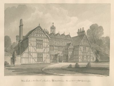 Worcestershire - Hanbury - Meer Hall: sepiateckning av John Chessell Buckler