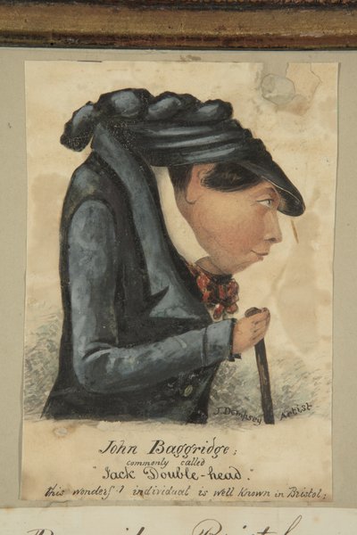 John Baggridge; vanligen kallad "Jack Double-head" (akvarell på papper) av John Church Dempsey