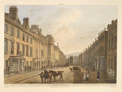 Milsom street.Bath, illustrerad av en serie vyer, från teckningar av J. C. Nattes; med beskrivningar till varje tallrik.John Claude Nattes1806 av John Claude Nattes