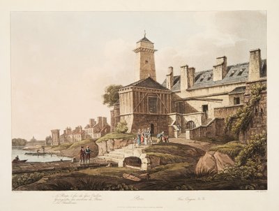 Paris, brandbil, illustration från Versailles, Paris och Saint Denis, pub. 1809 (akvatint) av John Claude Nattes