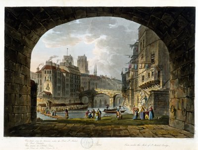 Paris: Pont de Chatelet och och Hotel Dieu - i ""Paris vu par J.C. Mattes"", red. Miller, London av John Claude Nattes