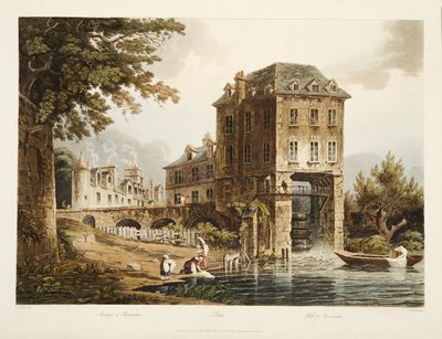 Bruk i Charenton, illustration från Versailles, Paris och Saint Denis, pub. 1807 (akvatint) av John Claude after Nattes