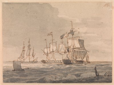 Krigsmän utanför kusten av John Cleveley the Younger