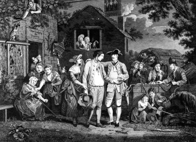 The Recruiting Serjeant, graverad av John Goldar, 1769 av John Collet