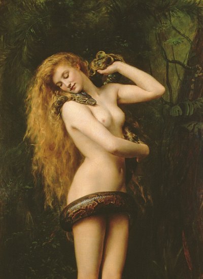 Lilith, 1887 olja på duk detalj av 125798 av John Collier
