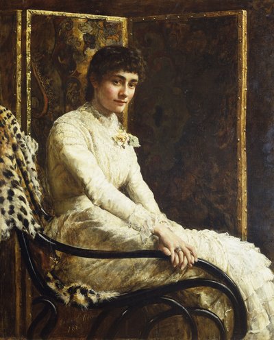 Porträtt av konstnärens fru Marian Huxley i sin bröllopsklänning, 1880 av John Collier