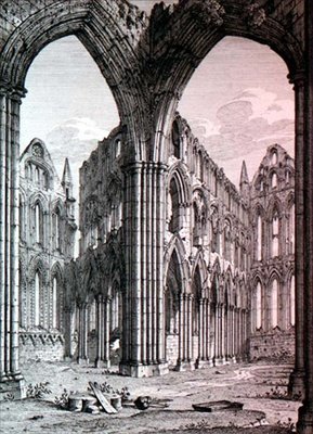 Whitby Abbey, Yorkshire, illustration från 