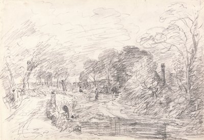 En bro nära Salisbury Court, kanske Milford Bridge av John Constable