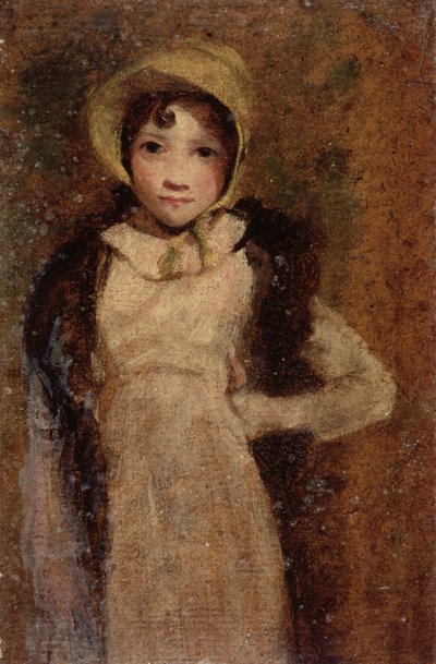 En flicka, som tros vara konstnärens dotter (olja på papper ombord) av John Constable