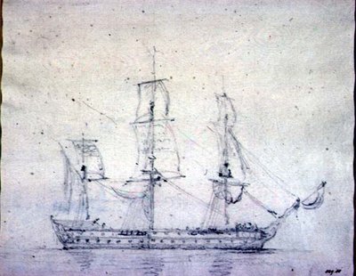 A Man-o-war (grafit på papper) av John Constable