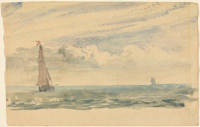 Havslandskap med två segelbåtar av John Constable