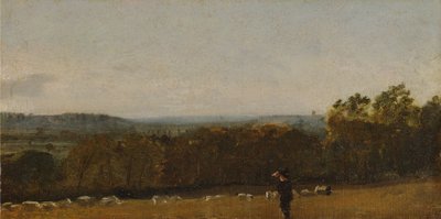En fåraherde i ett landskap som blickar över Dedham Vale mot Langham av John Constable
