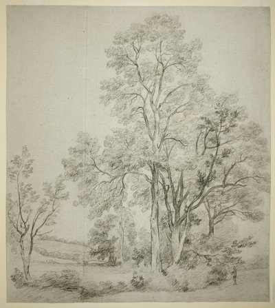 Ett bestånd av almträd (recto); En studie av östra Bergholt med kyrkan (verso) av John Constable