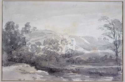 A View in Derbyshire (monokrom akvarell) av John Constable