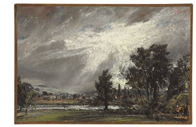 En vy över Salisbury (olja på papper nedlagd på duk) av John Constable