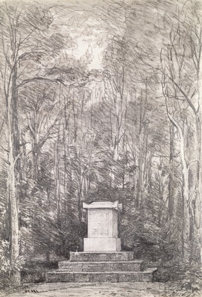 Cenotaph för Sir Joshua Reynolds vid Coleorton Hall, Leicestershire, 1823 (blyertsritning) av John Constable