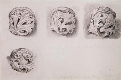 Corbels i Solihull Church, Warwickshire (tegning) swed av John Constable