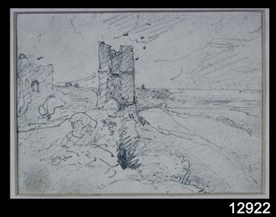 Stugor på en hög bank, 1834 av John Constable