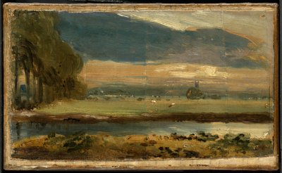 Dedham kyrka sedd från Flatford av John Constable