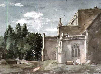 Östra Bergholtskyrkan: utsikt från öster av John Constable