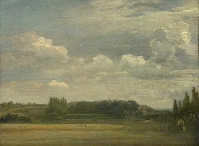 Östra Bergholts allmänning, Utsikt mot prästgården, 18 augusti 1813 av John Constable