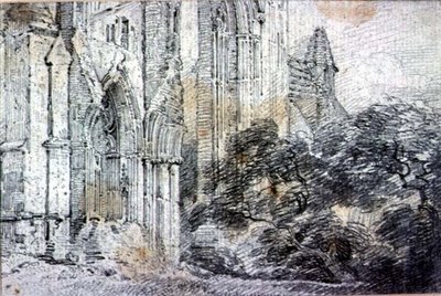 Ruinerna av en kyrka (ritning) av John Constable