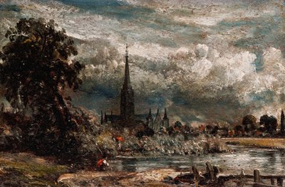 Salisbury Cathedral från Long Bridge nära Fisherton Mill av John Constable
