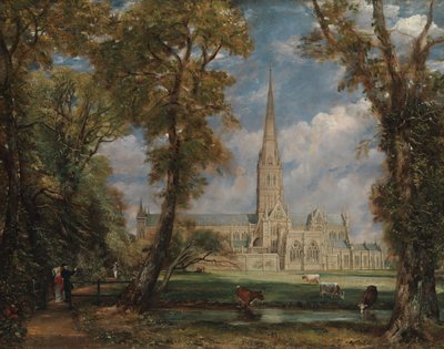 Salisbury Cathedral från Bishops Grounds, ca. 1825. av John Constable