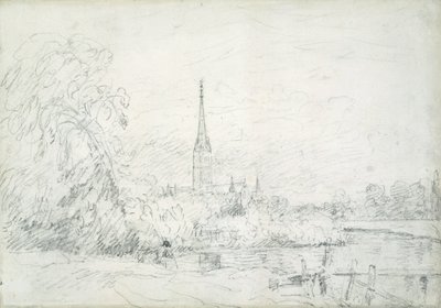 Salisbury Cathedral från nordväst, 1829 (grafit på papper) av John Constable