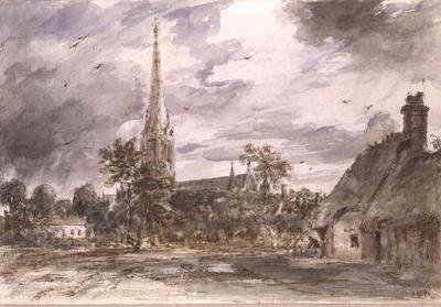 Salisbury Cathedral: med stugor av John Constable
