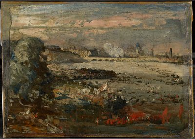 Skiss till "Invigningen av Waterloo Bridge sedd från Whitehall Stairs, den 18 juni 1817" av John Constable