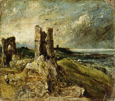 Skitse af Hadleigh Castle (recto) (olie på mølleplade) sved av John Constable