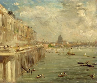 Somerset House Terrace från Waterloo Bridge, ca 1819 av John Constable