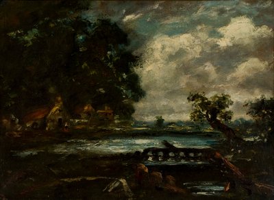 Studie för "The Leaping Horse" (View on the Stour) av John Constable