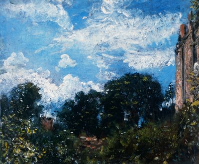 Studie av himmel och träd (olja på duk) av John Constable