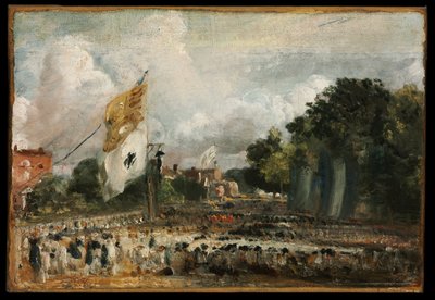 The Celebration in East Bergholt of the Peace of 1814 Concluded in Paris between France and the Allied Powers av John Constable