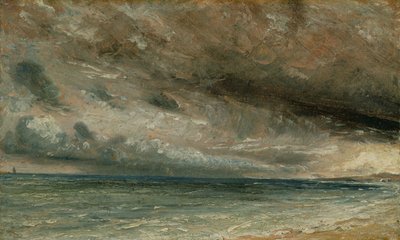 The Coast at Brighton - Stormy Evening, c.1828 (olja på papper på duk) av John Constable