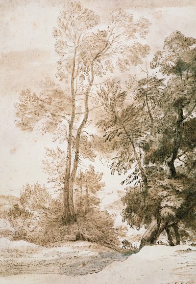 Träd och rådjur, efter Claude av John Constable