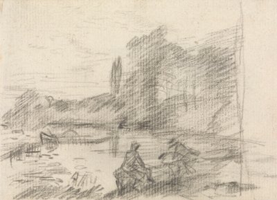Två figurer vid en flod av John Constable