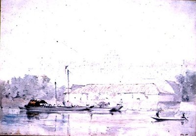 Windsor Castle från floden, 1802 (penna och röd krita och akvarell) av John Constable