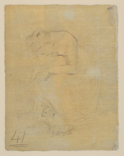 Kvinna sittande, med en hund vid fötterna, tergo, c.1806 av John Constable