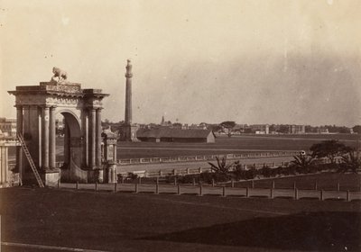 [Utsikt över Chowringhee från regeringshuset, Calcutta], 1858-61. av John Constantine Stanley